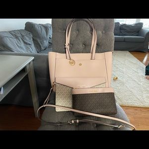 Authentic Michael Kors Maise large leather pebbled tote 3 in 1